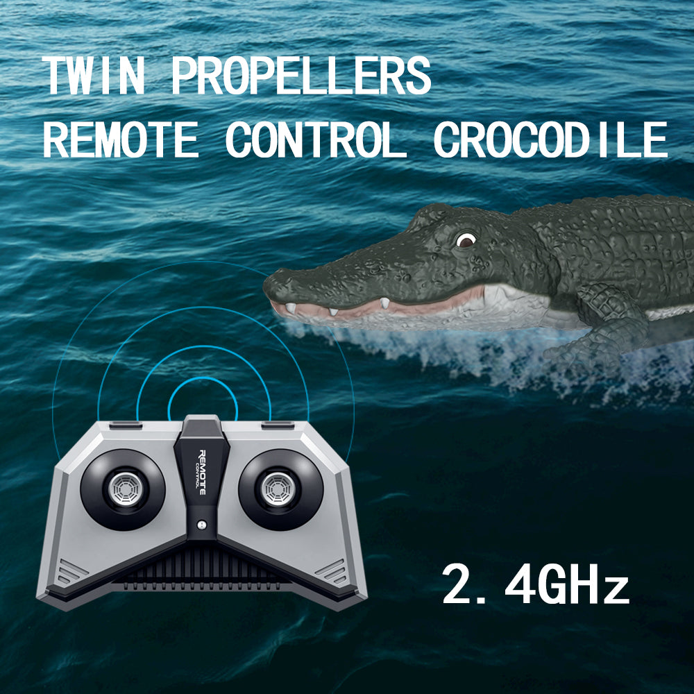2.4G RC Crocodile Electric RC Boat Gag Funny Toy High-speed Waterproof Remote Control Watercraft Toy for Summer Water Fun