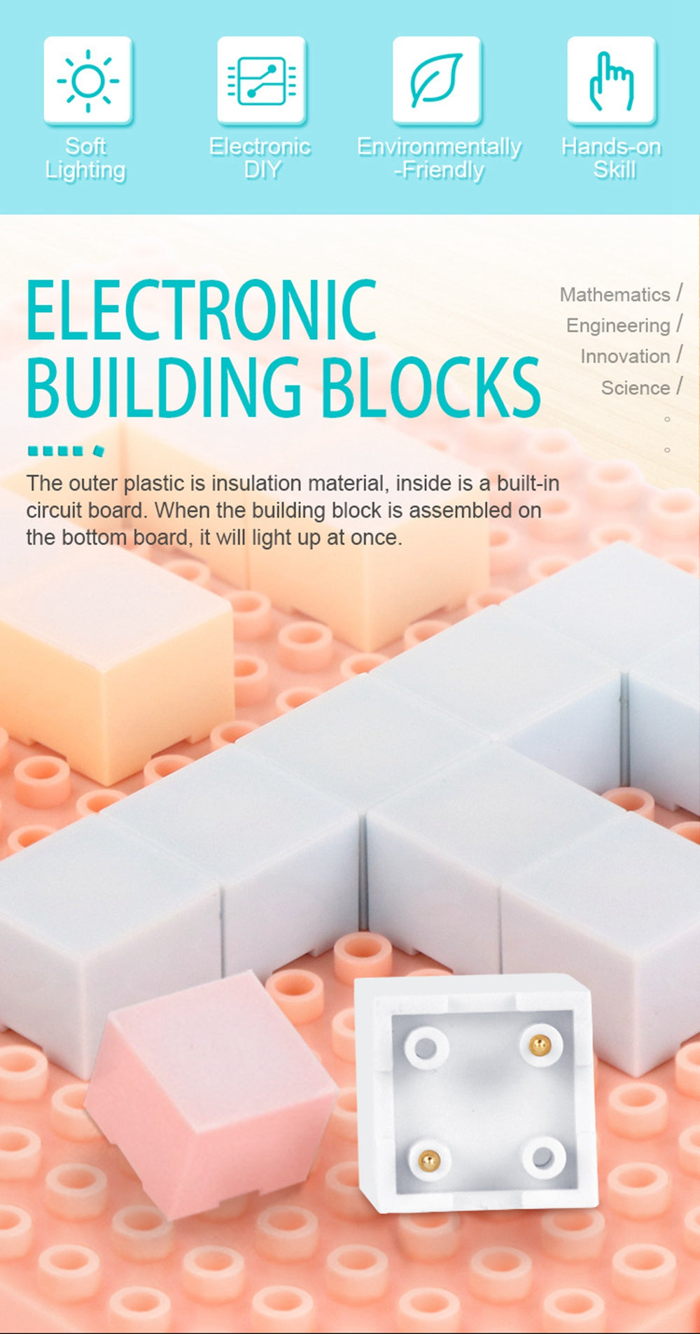 40pcs Diy Electonic Building Block Led Flashing Light Multi-Creative Assembling Flashing Light Electronic Puzzle