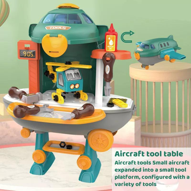 45pcs 2-in-1 Plane Pretend Play Repair Tool Workbench Children Education Play House Toys Kids Gift