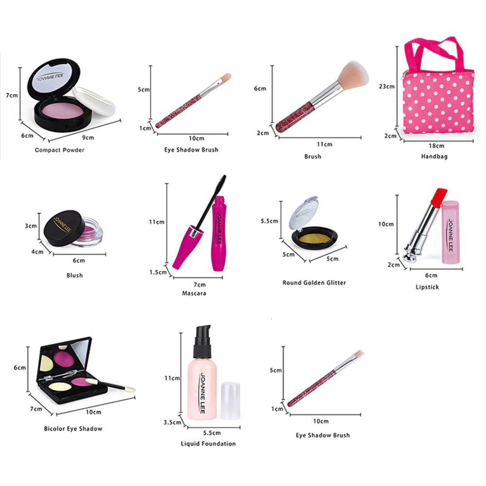 Kid Girls Makeup Set tool Eco-friendly Cosmetic Pretend Play Kit Princess Toy Red Bag