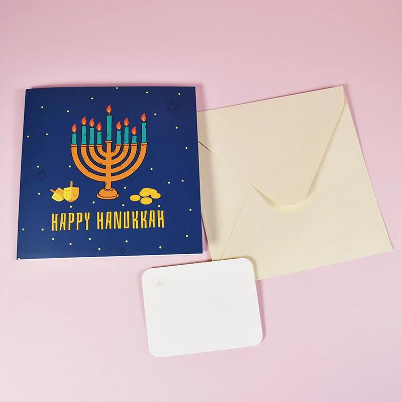 Premium Hanukkah Greeting Card – Handcrafted 3D Paper Art with Delicate Cut-Outs