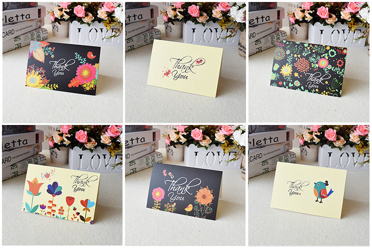 24pcs Premium Greeting Cards Thank You Cards 6 Styles Bulk Mixed Party Card Pack With Envelopes and Stickers - Flowers