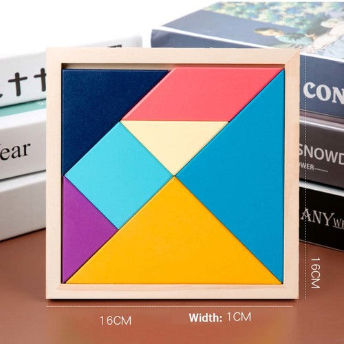 18cm Wooden Tangram Macaron Educational Montessori Toy Kid Puzzle Preschool