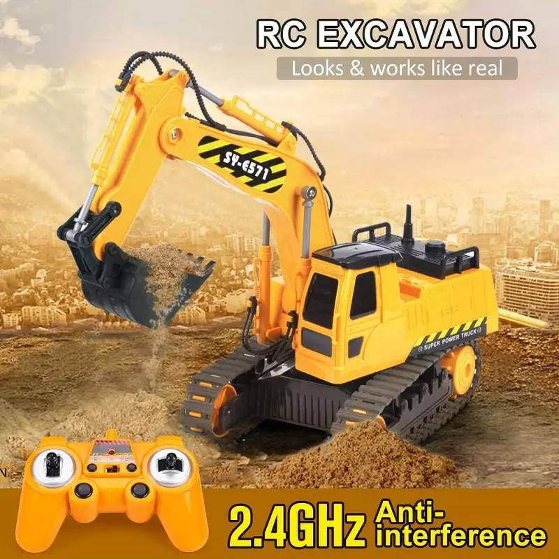Double E E571-003 2.4GHz Remote Control Excavator Truck 1/26 Scale Excavator Construction Vehicles With Lights Toy Car