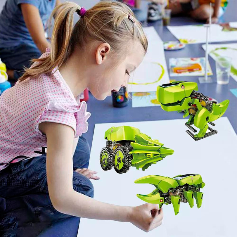 3 In 1 DIY Science Solar Power Energy System Robot Kit Solar Powered T-Rex Ground Drill Truck Beetle STEM Learning Kids Toy