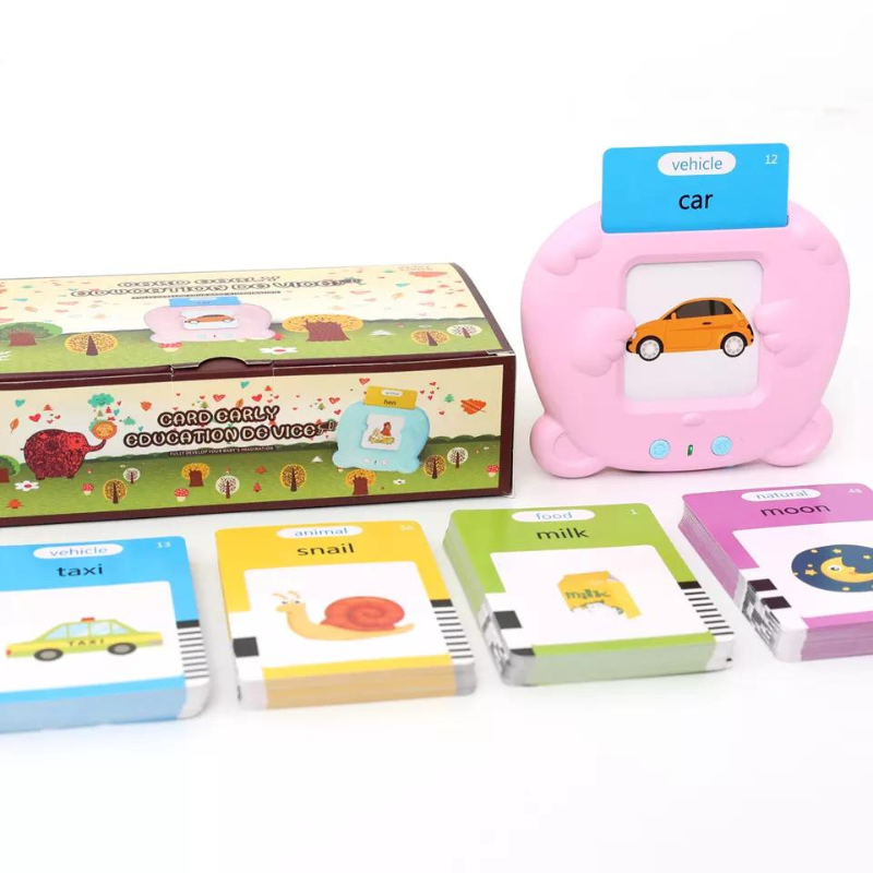 Preschool Learning Toys Cute Bear Shape Early Educational Intelligent Electric Kids Talking Flash Card Words Reading Learning Machine 510 Words Pink