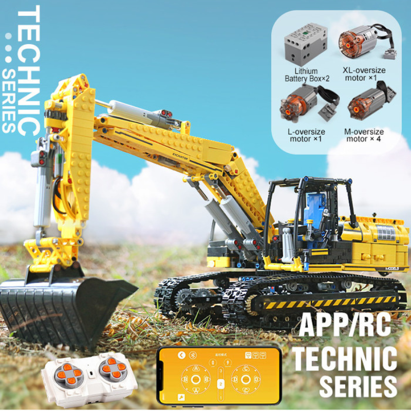 1830pcs Mould King 13112 Mechanical Digger Motorized Excavator APP Remote Control Building Blocks Toy Set