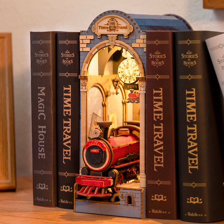 Robotime Rolife Time Travel 3D Wooden DIY Miniature House Book Nook TGB04