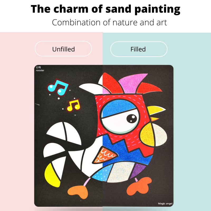 DIY Colored Sand Painting Art Suite Kit for Kids with 10 Sheets Painting Cards Set Children Art Toy