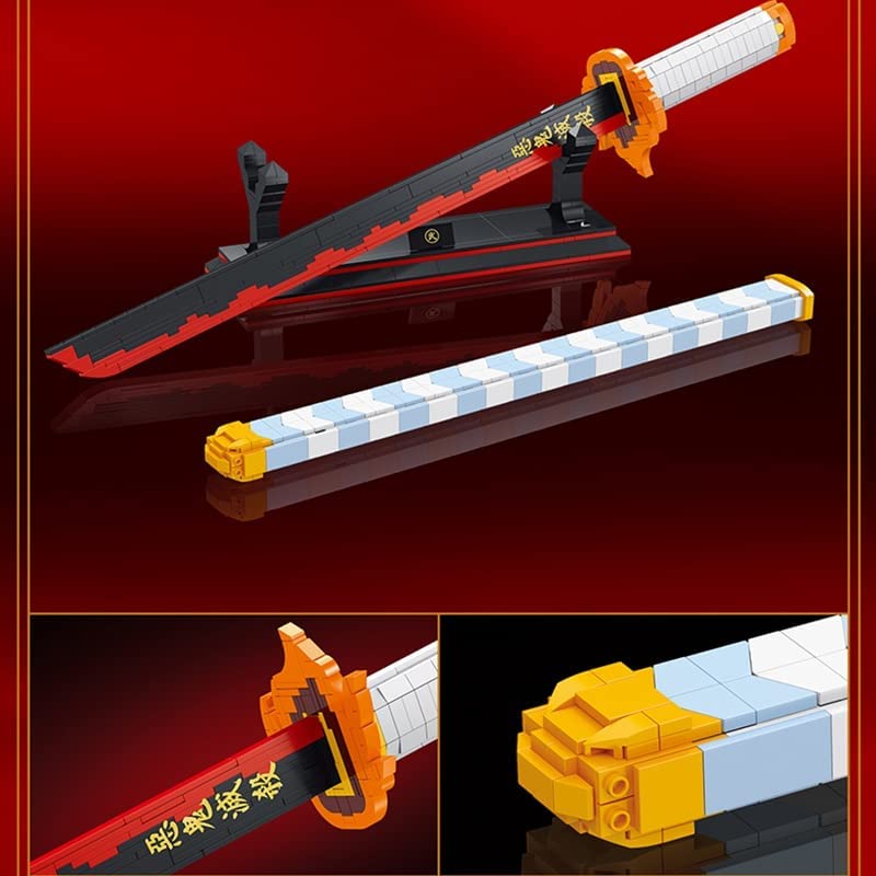 790Pcs Demon Slayer Swords Splicing Building Block Model  Blocks Toys Cosplay Anime Katana Samurai Nichirin Sword Set with Scabbard and Stand