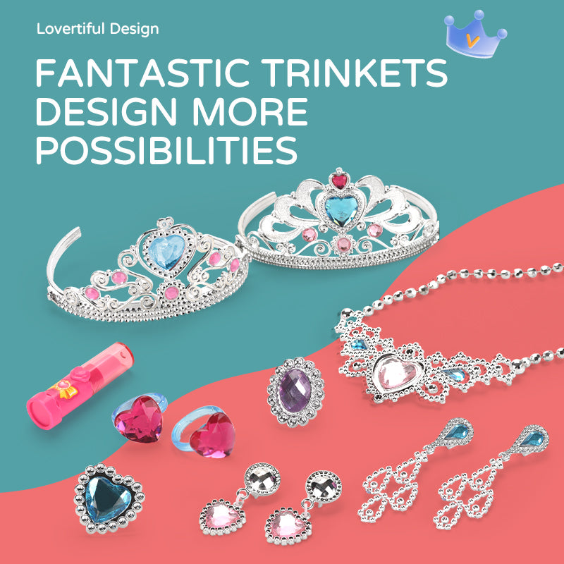 Girls Play Set Princess Toys Dress Up and Tiara Role Play Collection Fashion Princess Toy