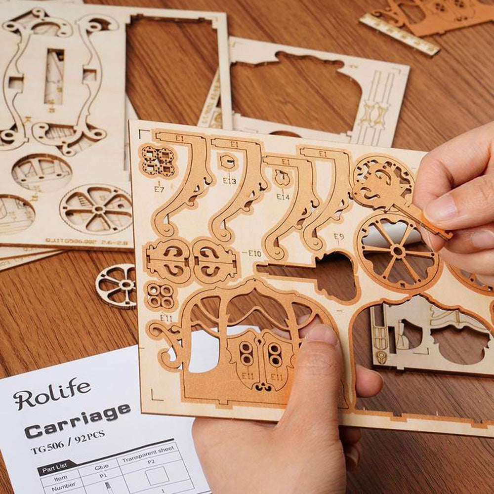 Robotime Classic Carriage Modern DIY 3D Wooden Puzzle Model Kit Toy TG506