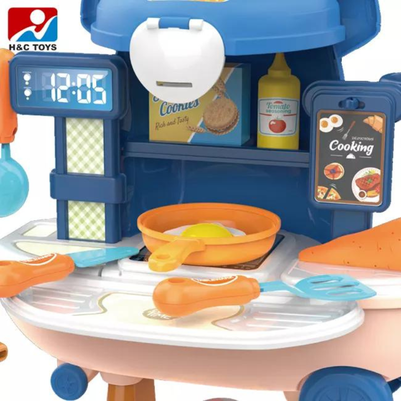 30pcs 2-in-1 Plane Pretend Play Big Kitchen Stove Food Cooking Set Children Education Play House Toys Kids Gift