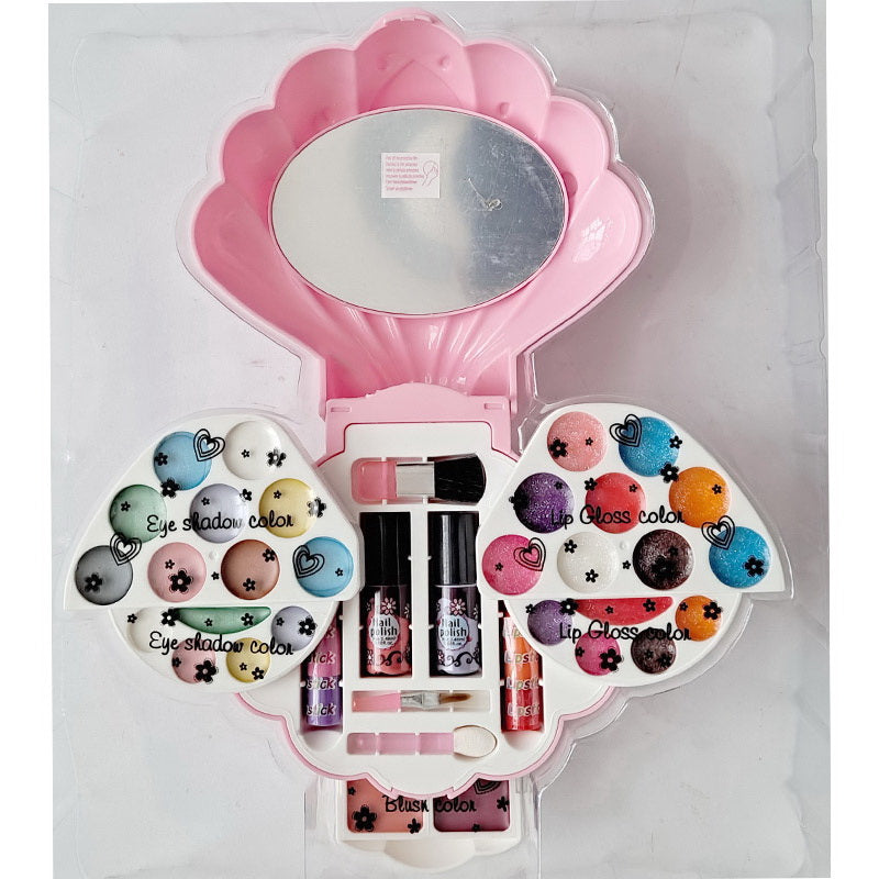Kid Girls Makeup Set Lipstick Set Shell Shape Style Eco-friendly Cosmetic Pretend Play Kit Princess Toy
