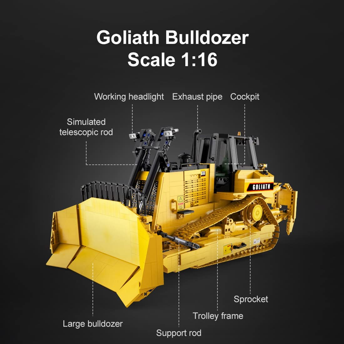 CaDA C61056W 2826PCS Goliath Bulldozer 1:16 RC Bulldozer Building Blocks Toy Set