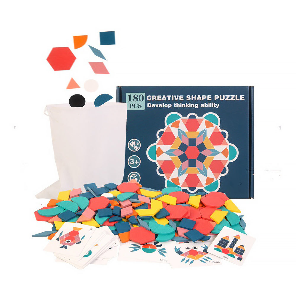 180Pcs Wooden Jigsaw Puzzle Games Montessori Educational Toys For Kids Patterns