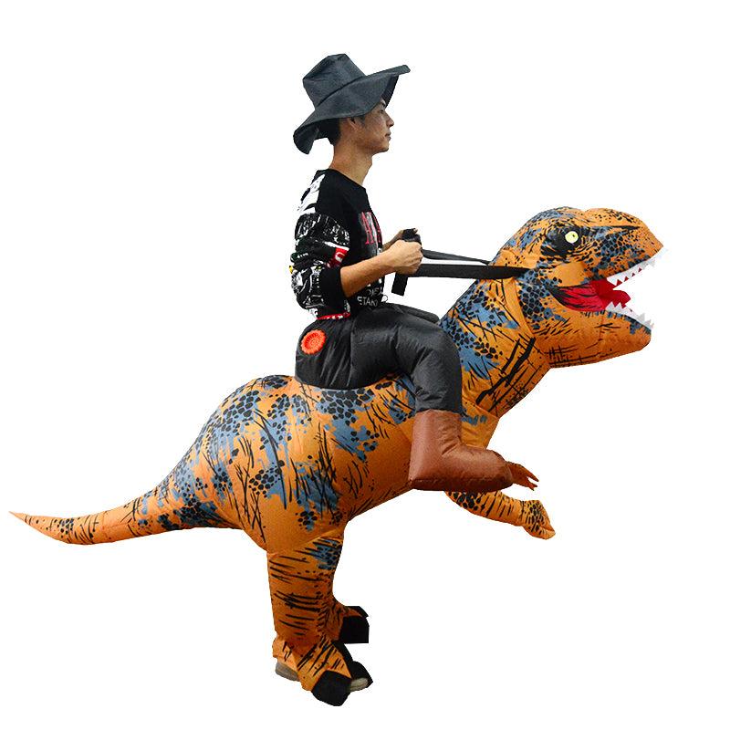 Fancy Mascot Dinosaur Inflatable Costume for Adult Man Woman Ride on Dino Halloween Cosplay Dress Christmas T-rex Suit Book Week Costume