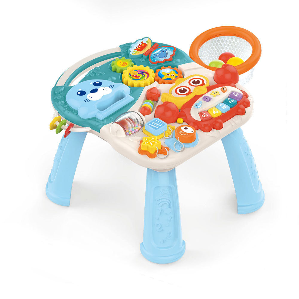 4-in-1 Kids Baby Game Table Walker Scooter Stroller Game Toddler Music Panel Activity Early Learning