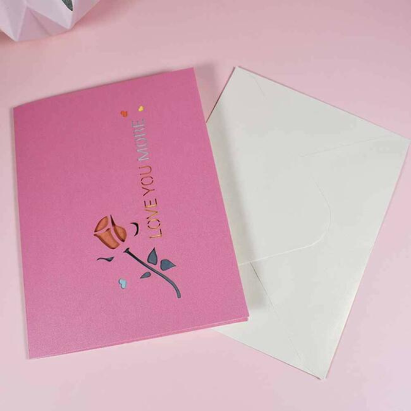 Magic Pop Up Valentine Card 3D Happy Greeting Love More 15x20cm with an envelope