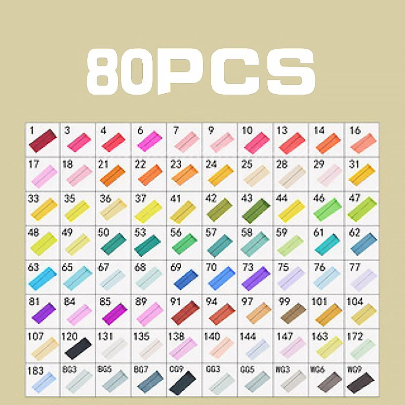 80 PCS Color Marker Art Set Double Head Alcohol Based Children Gift