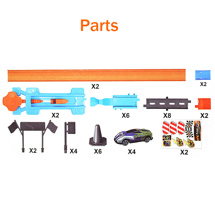 Hot Double Wheels Loop Dash Drag Racing Track Playset 4 Vehicles Race Toy 3in1