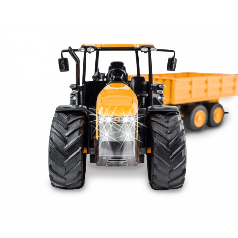 DOUBLE E E360-003 1:16 6CH 2.4GHz Remote Control JCB Fastrac 4220 Farm Tractor With Dump Trailer Light & Sound Toy Truck