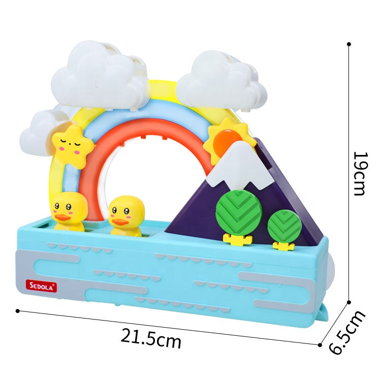 Water Spray Bath Toys Set DIY Assemble Rainbow Duck Track Music Light For Kids