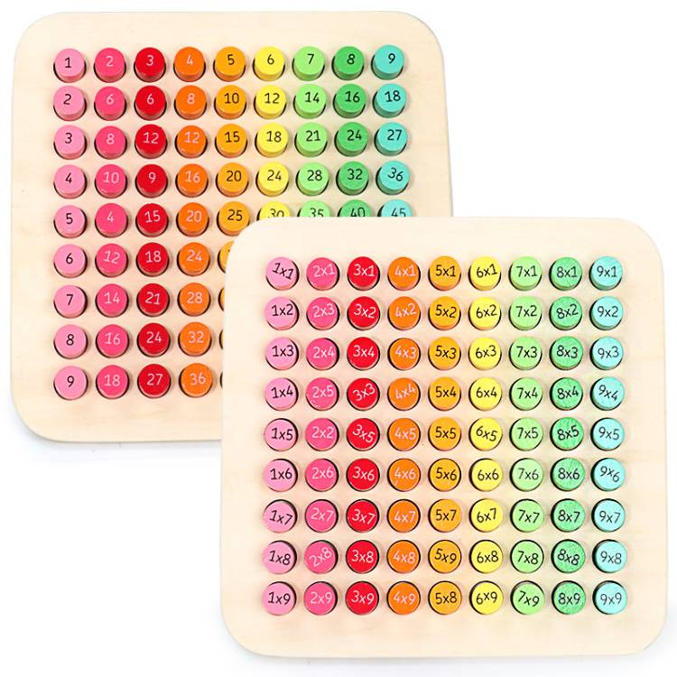 Rainbow Wooden Multiplication Board – 81-Peg Times Table Learning Aid for Kids (Ages 7+)