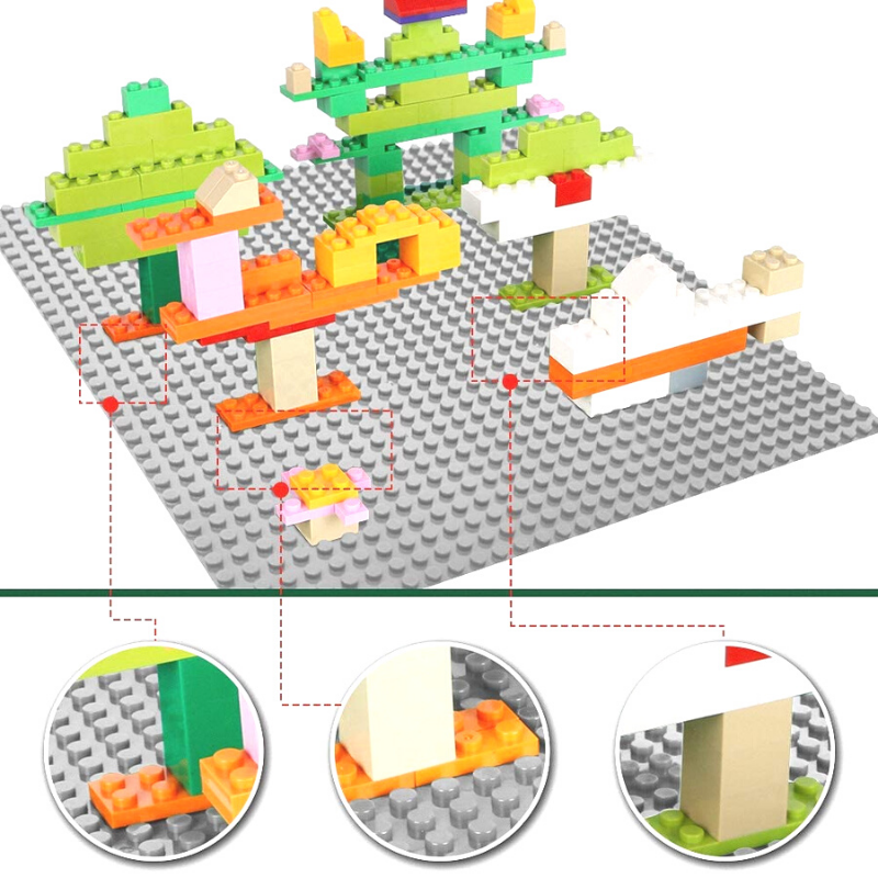 4 PCS 32 x 32 Dots Classic Building Blocks Base Plates DIY Bricks Baseplates Model Display Board Light Grey