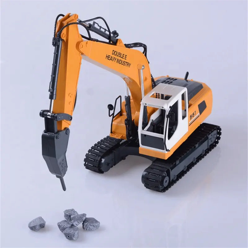 Double E E561-003 RC Excavator Truck  1/16 Scale 2.4GHz 3 In 1 Construction Truck Metal Shovel and Drill RC Toy For Kids