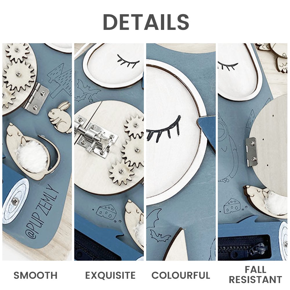 Sleeping Owl Baby Early Education Busy Board Wooden Toy Montessori Toy Baby Sensory Activity Board