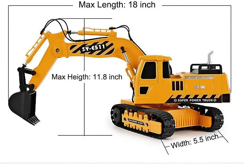 Double E E511-003 2.4GHz Remote Control Excavator Car 1/20 Scale 11 Channel Fully Functional With Lights Sounds Toy Car