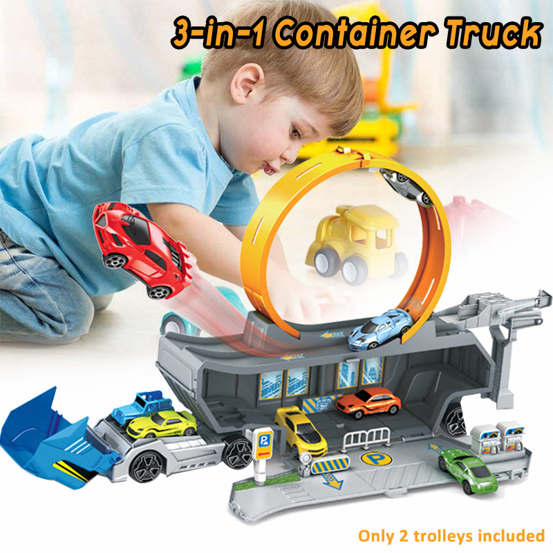 Grande tamanho Container Truck Rail Car Racing Tracks, brinquedos  eletrônicos de carro de corrida, montar estacionamento, presentes para  crianças