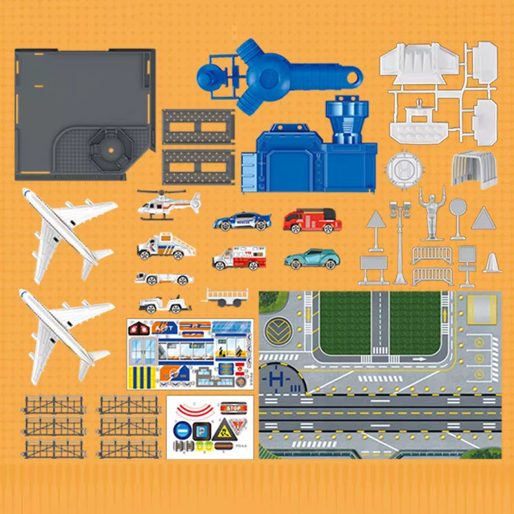 Large Aviation Airport Model Kids Play Transport Engineering Boys Toys Vehicles Car Planes