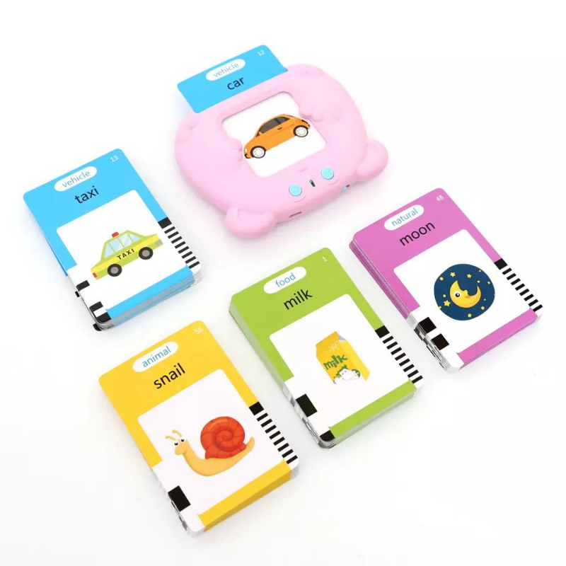 Preschool Learning Toys Cute Bear Shape Early Educational Intelligent Electric Kids Talking Flash Card Words Reading Learning Machine 510 Words Pink