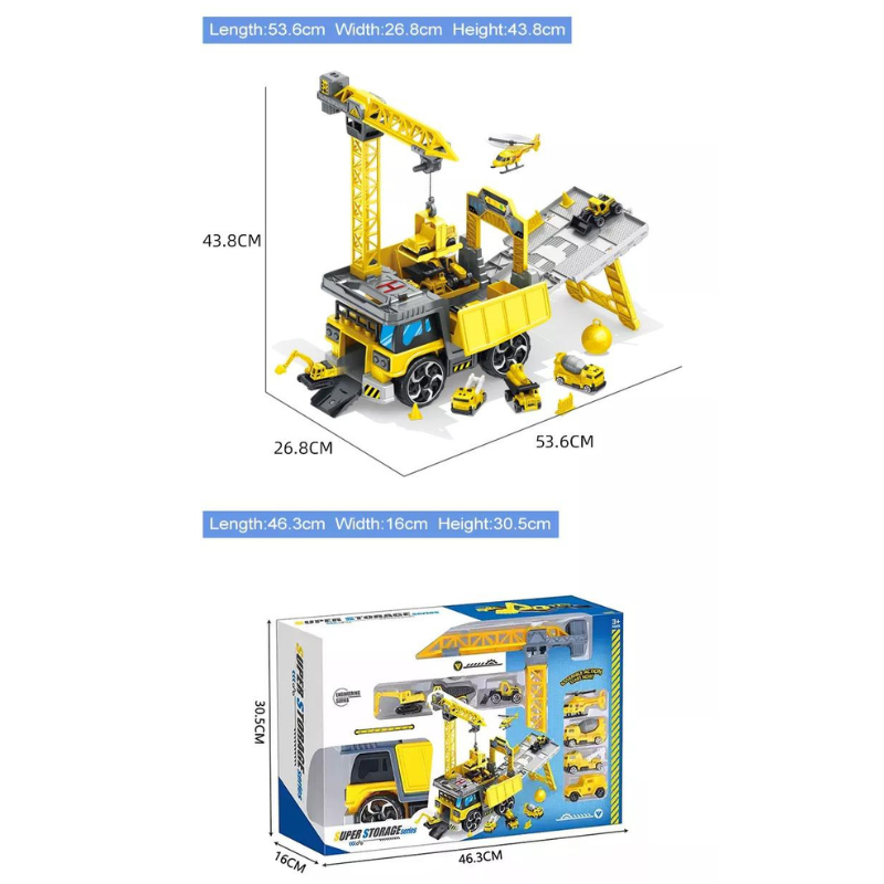 Crane Storage Truck Toy Sliding Track Assemble Deformable Kids Play Transport Engineering Boys Toys Vehicles