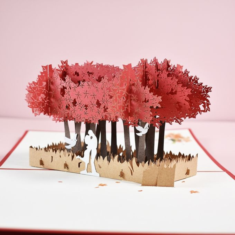 Magic Pop Up Valentine Card 3D Happy Greeting Tree 15x20cm with an envelope