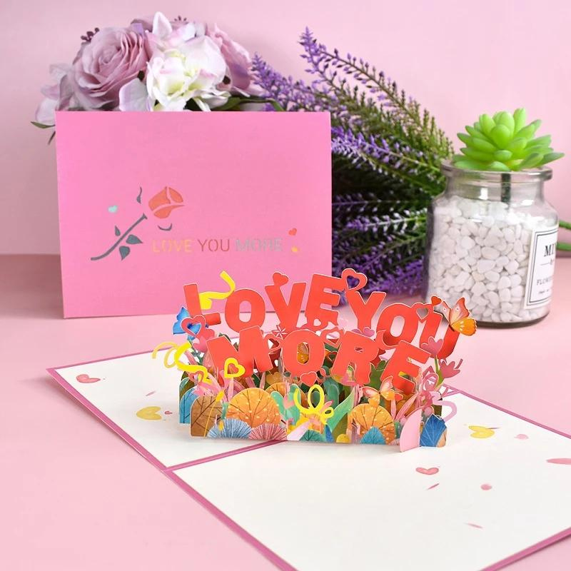 Magic Pop Up Valentine Card 3D Happy Greeting Love More 15x20cm with an envelope