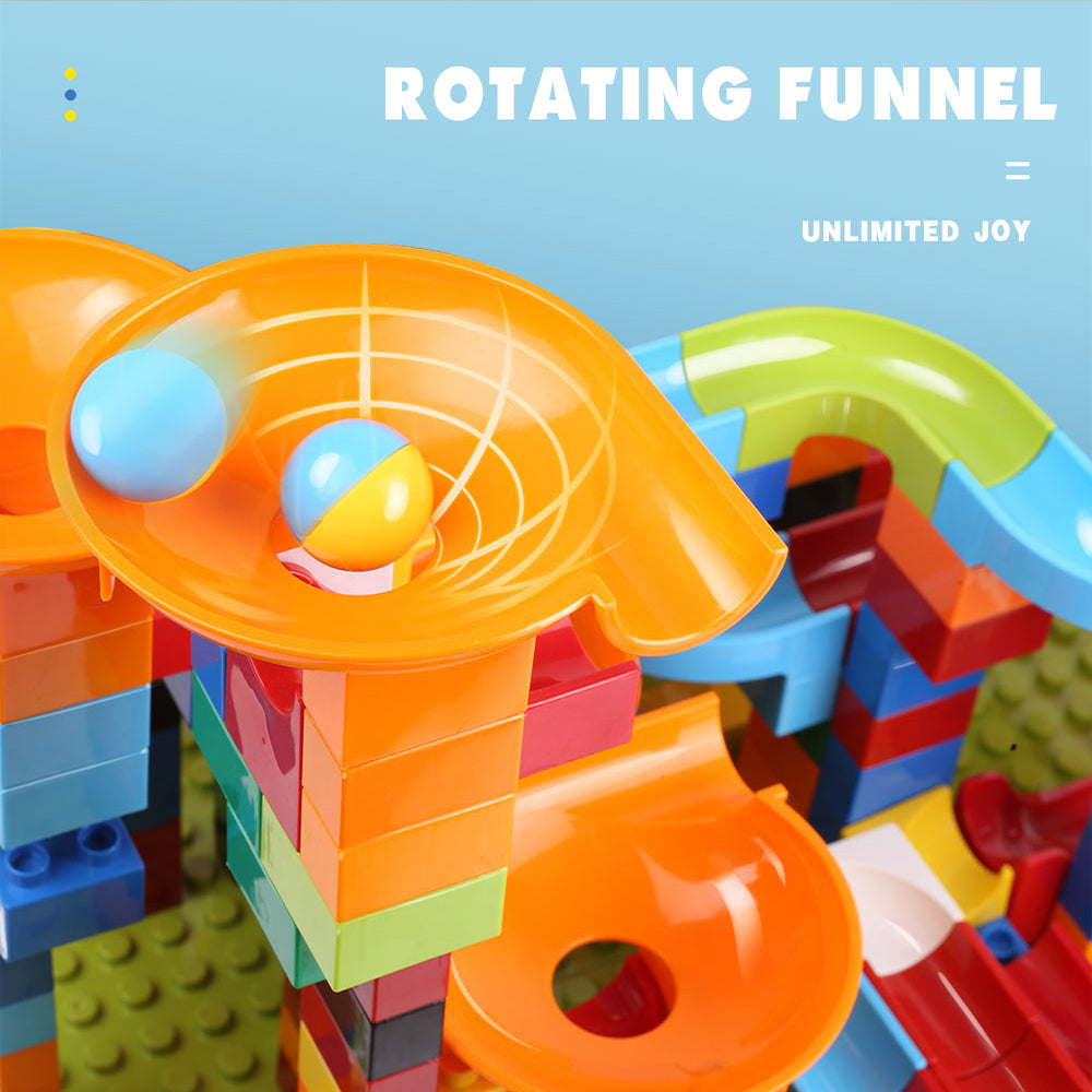 240Pc Duploed Marble Track Toy Set | Building Blocks Maze Ball Track Preschool Toy Kids