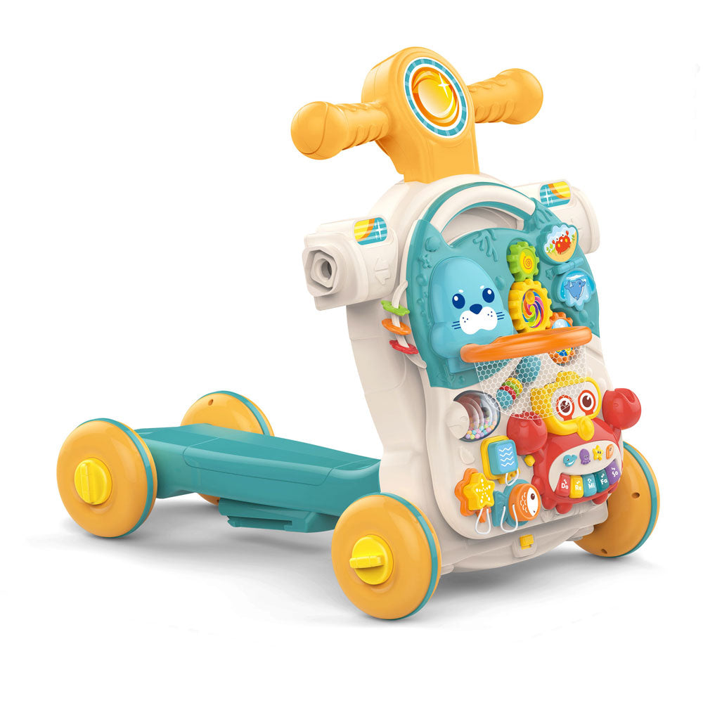 4-in-1 Kids Baby Game Table Walker Scooter Stroller Game Toddler Music Panel Activity Early Learning