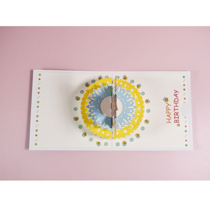 Magic Pop Up Birthday Card 3D Happy Greeting Bear 15x15cm with an envelope