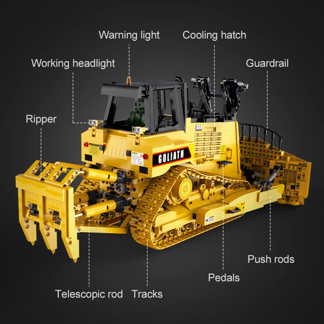 CaDA C61056W 2826PCS Goliath Bulldozer 1:16 RC Bulldozer Building Blocks Toy Set