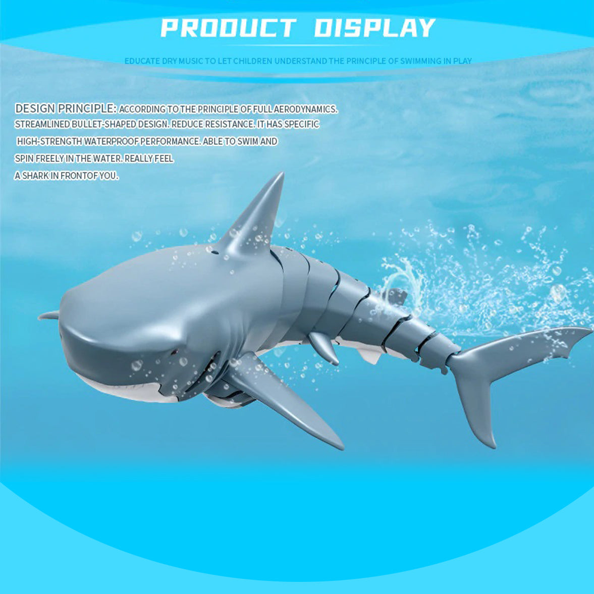 2.4GHz Electric Great White Shark Remote Control Swim Toy RC Boat Prank Gift Kid