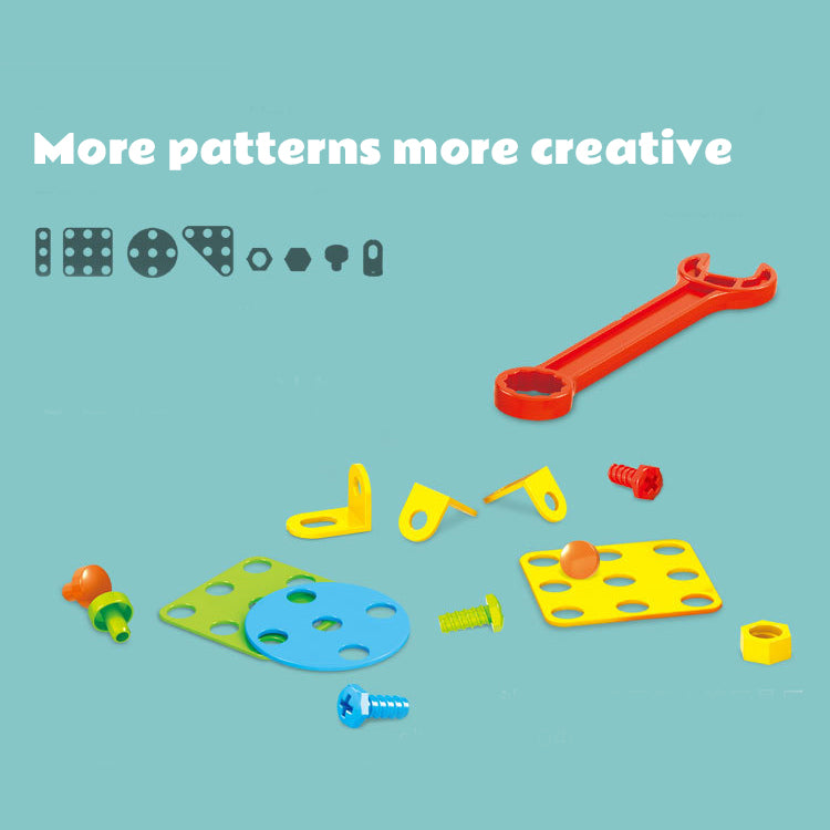 183pcs Creative STEM Mosaic Building Blocks Bricks Peg Spanner Screwdriver Assemble Toy Set Suitcase