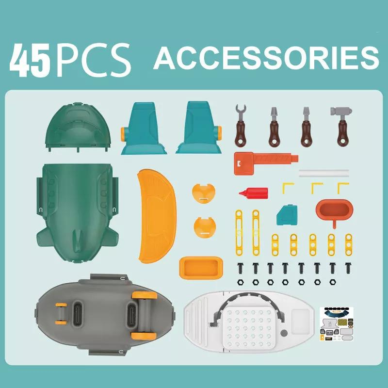 45pcs 2-in-1 Plane Pretend Play Repair Tool Workbench Children Education Play House Toys Kids Gift