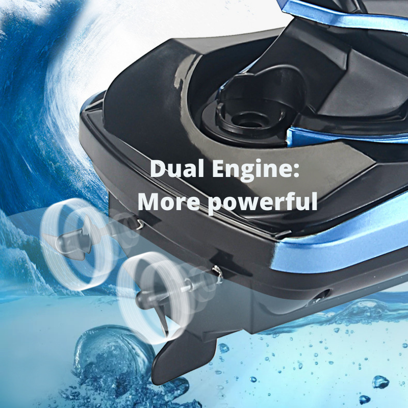 2.4GHz 4CH RC Remote Control Motorboat Racing Boat 1/47 Speedboat Kids Toy Silver Blue