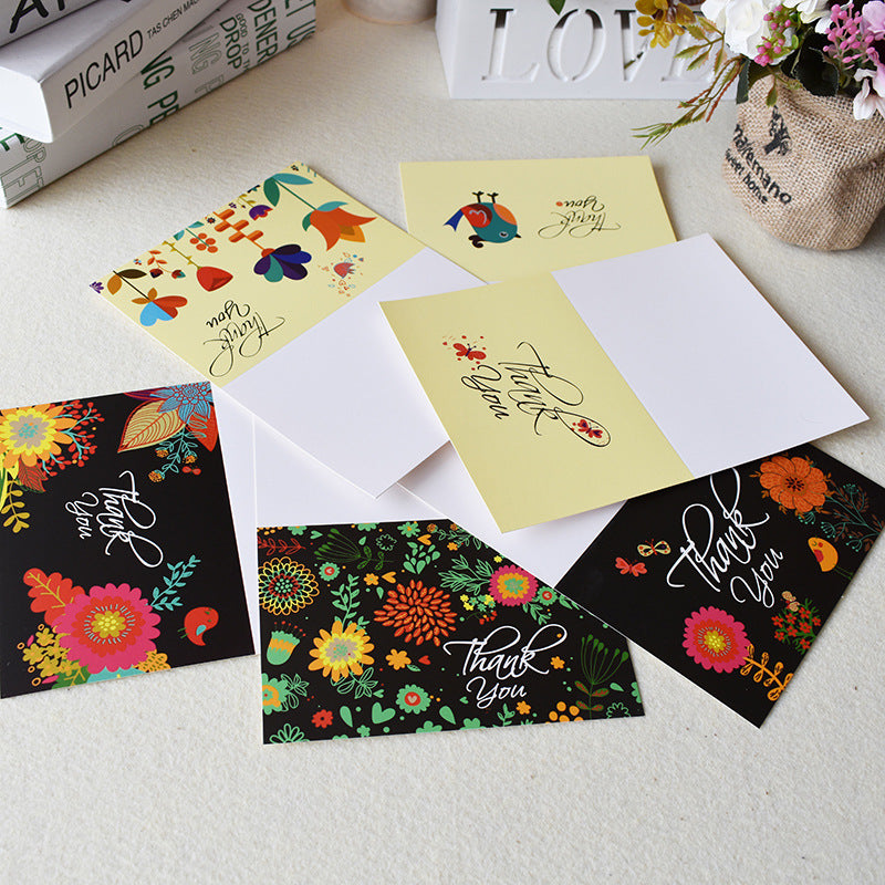 24pcs Premium Greeting Cards Thank You Cards 6 Styles Bulk Mixed Party Card Pack With Envelopes and Stickers - Flowers