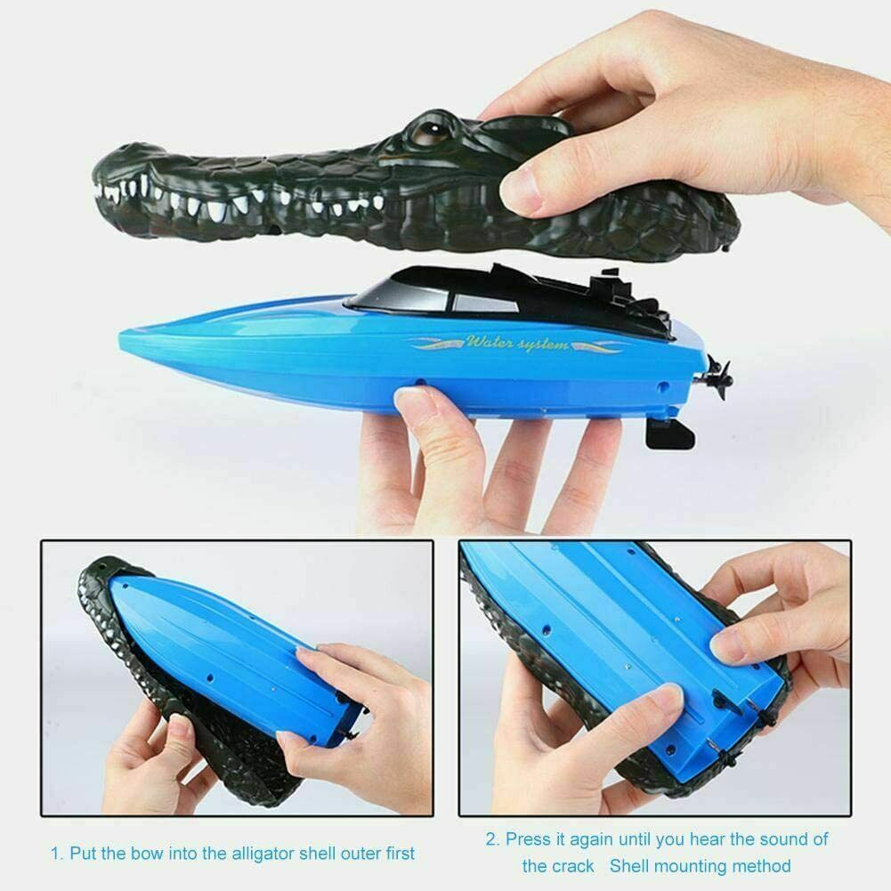 2 In 1 RC 2.4GHz Remote Control Kids Electric Crocodile Head Racing Boat Yacht