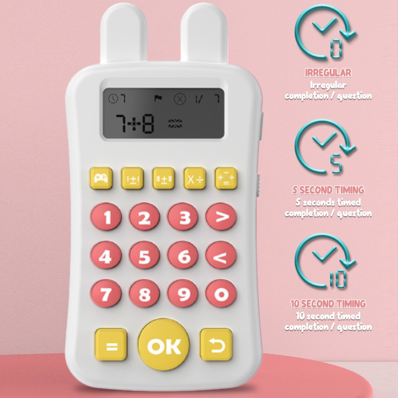 Montessori Mini Maths Teaching Calculator Early Learning Math Machine with Timing Maths Learning Educational Game for Kids White