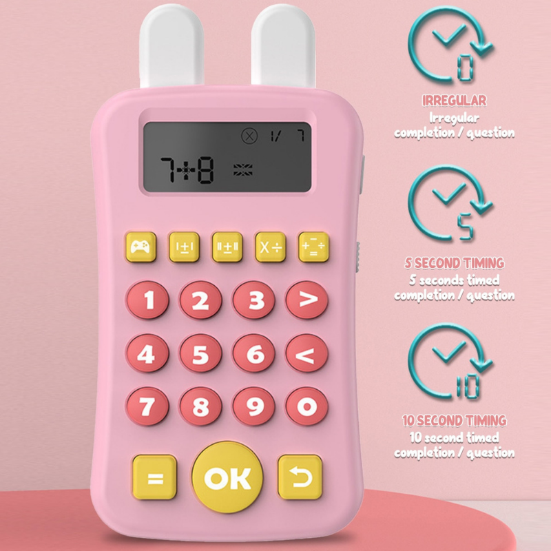 Montessori Mini Maths Teaching Calculator Early Learning Math Machine with Timing Maths Learning Educational Game for Kids Pink